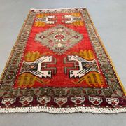 Small Vintage Turkish Rug 96x48 cm, Short Runner, Tribal, Shabby, Mini Carpet