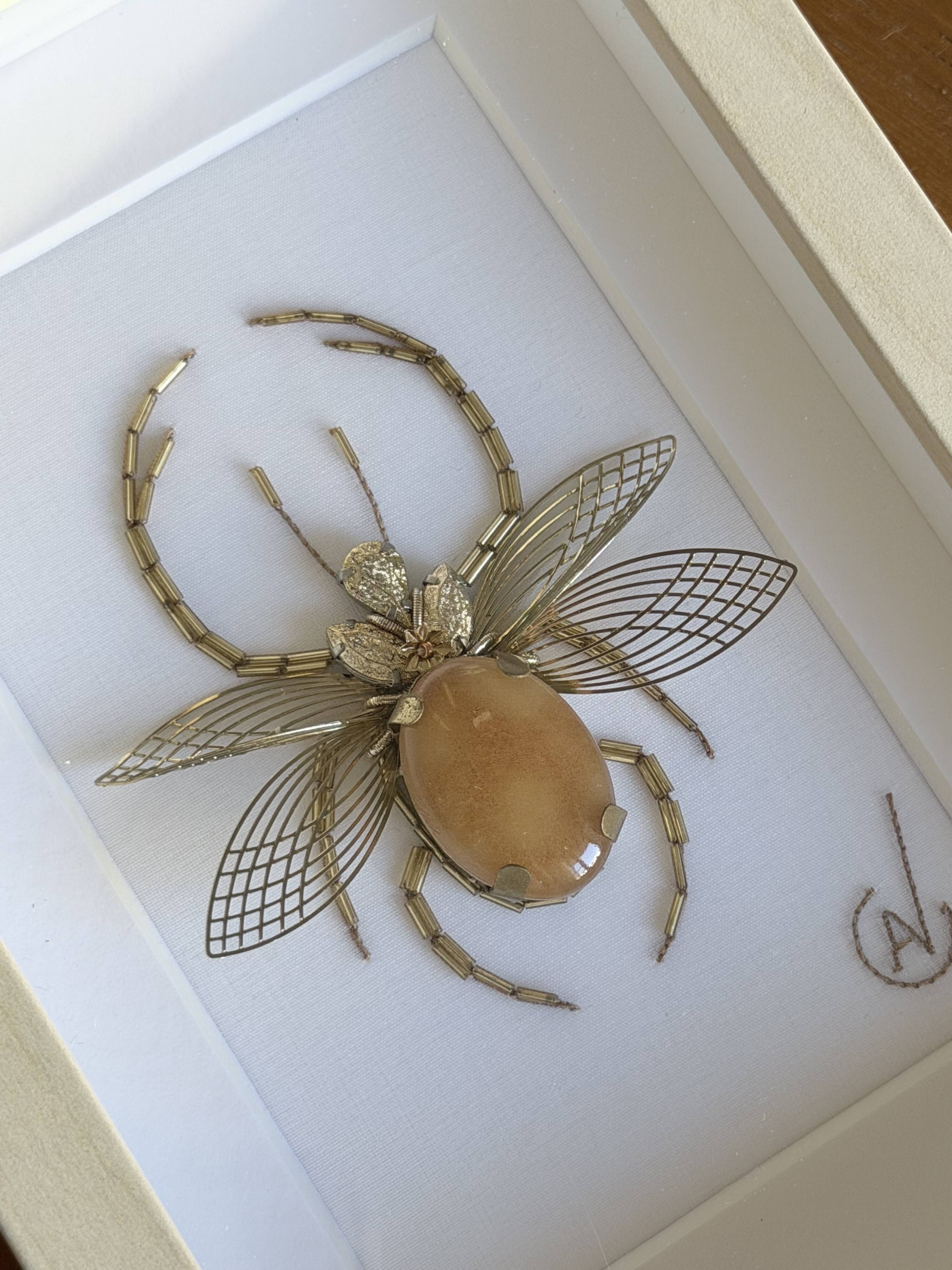 Hand-embroidered insect artwork (unique piece)