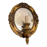 Italian gold gilded wooden mirror sconce, 1950s