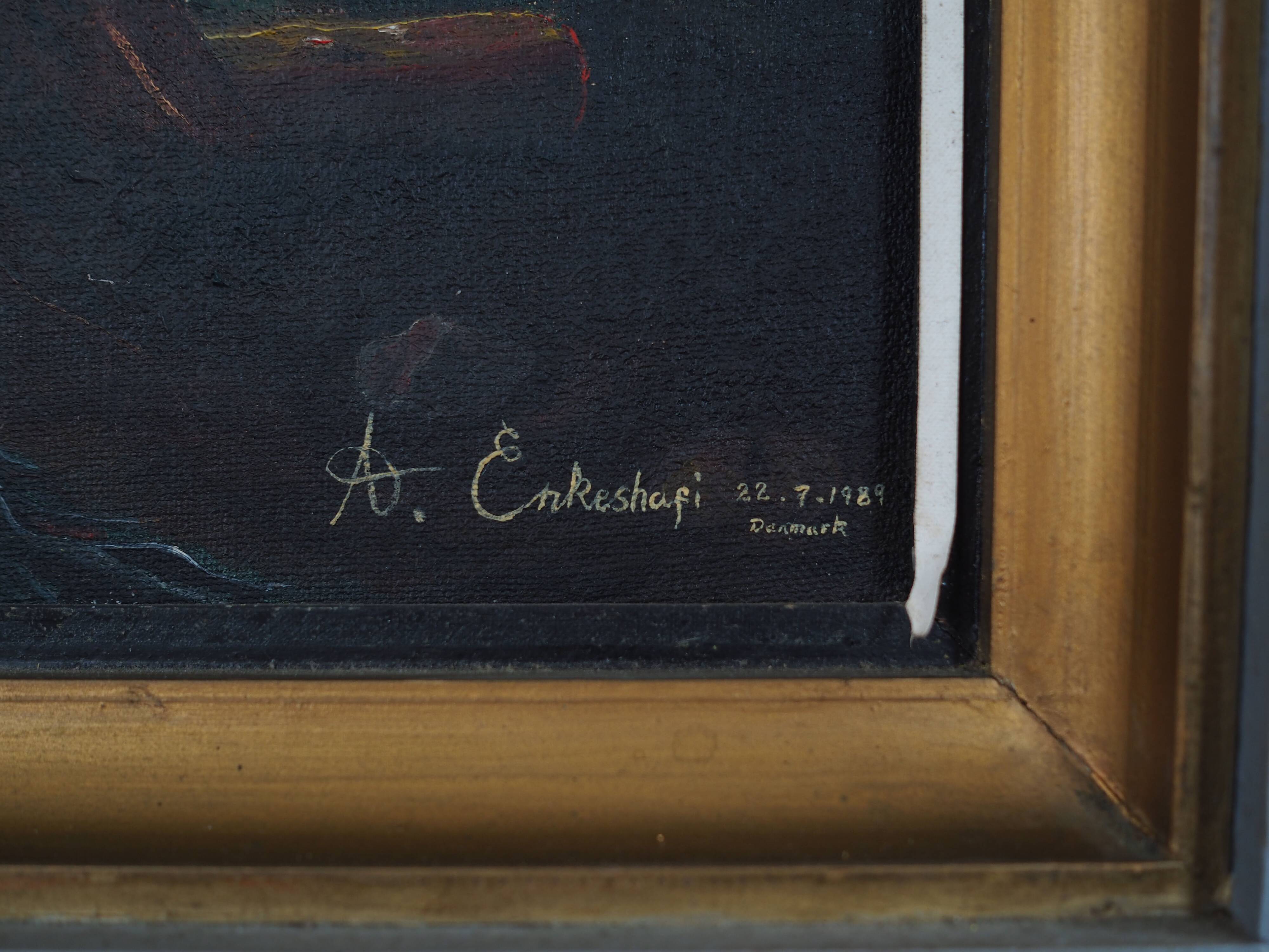 Painting „The Angler's Return”, Danish design, 1980s, by A. Enkeshafi