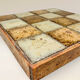 Enamelled Stoneware & Wood Trivet Brutalist Style 70s