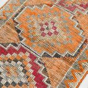 3x12 Vintage Red Orange Turkish Runner Rug, Handmade Wool Carpet, 86x352Cm