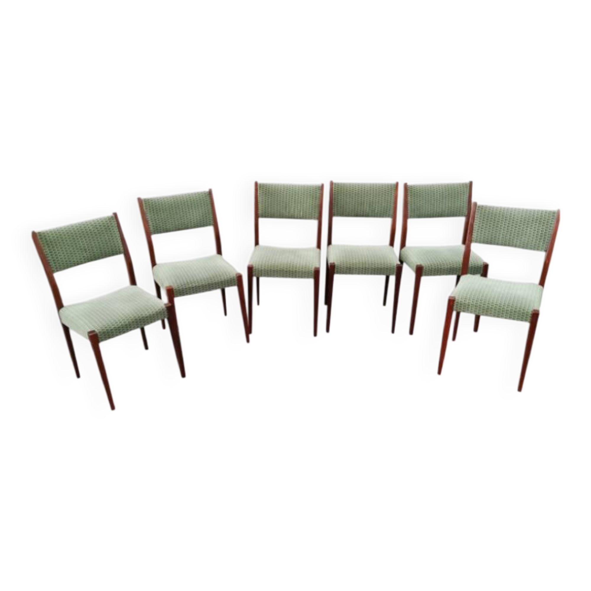 Lot de 6 chaises scandinaves teck et tissu
