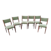 Set of 6 Scandinavian teak and fabric chairs