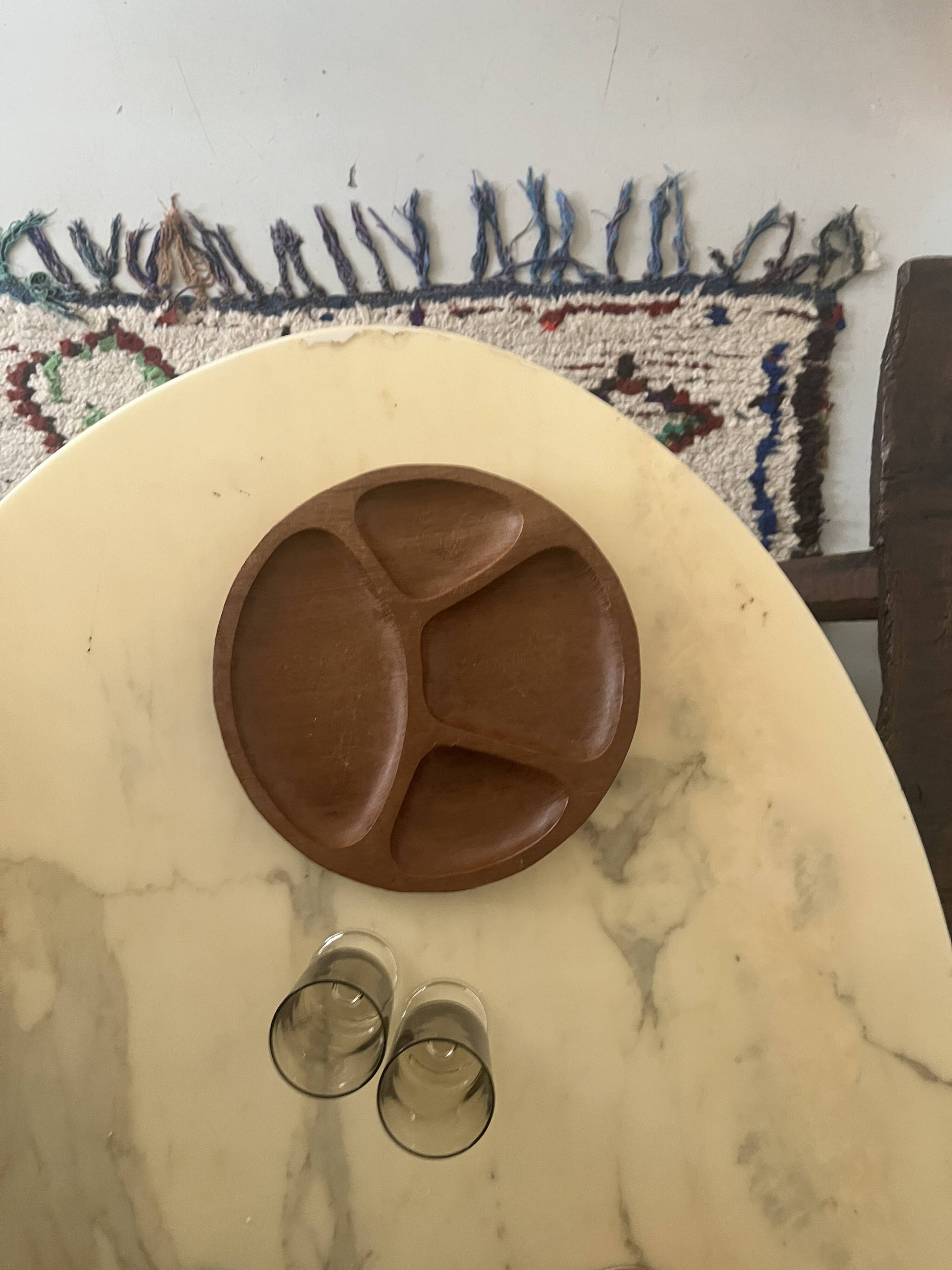 Teak aperitif tray plate, design 1960 Denmark