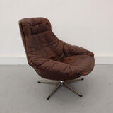 Swivel armchair and stool by h. w. klein for bramin, 1970s, set of 2