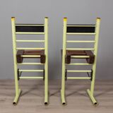 Pair of vintage 70s stools in iron and wood italian design