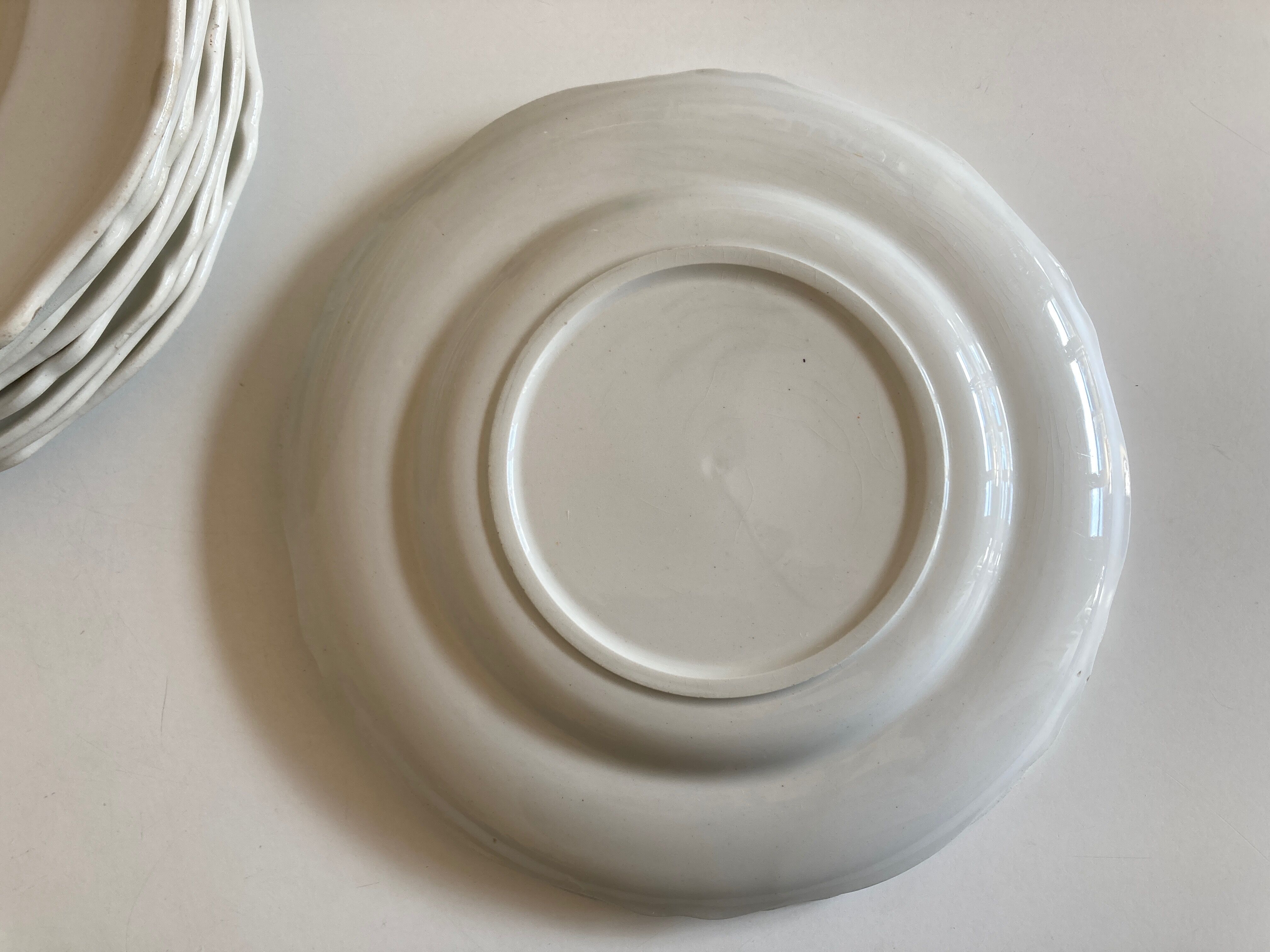 Set 10 plates with godrons in English iron earth 1950