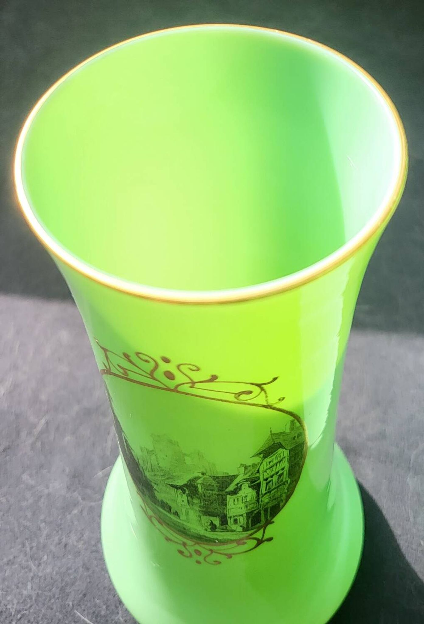 Pair of 19th century green opaline vases