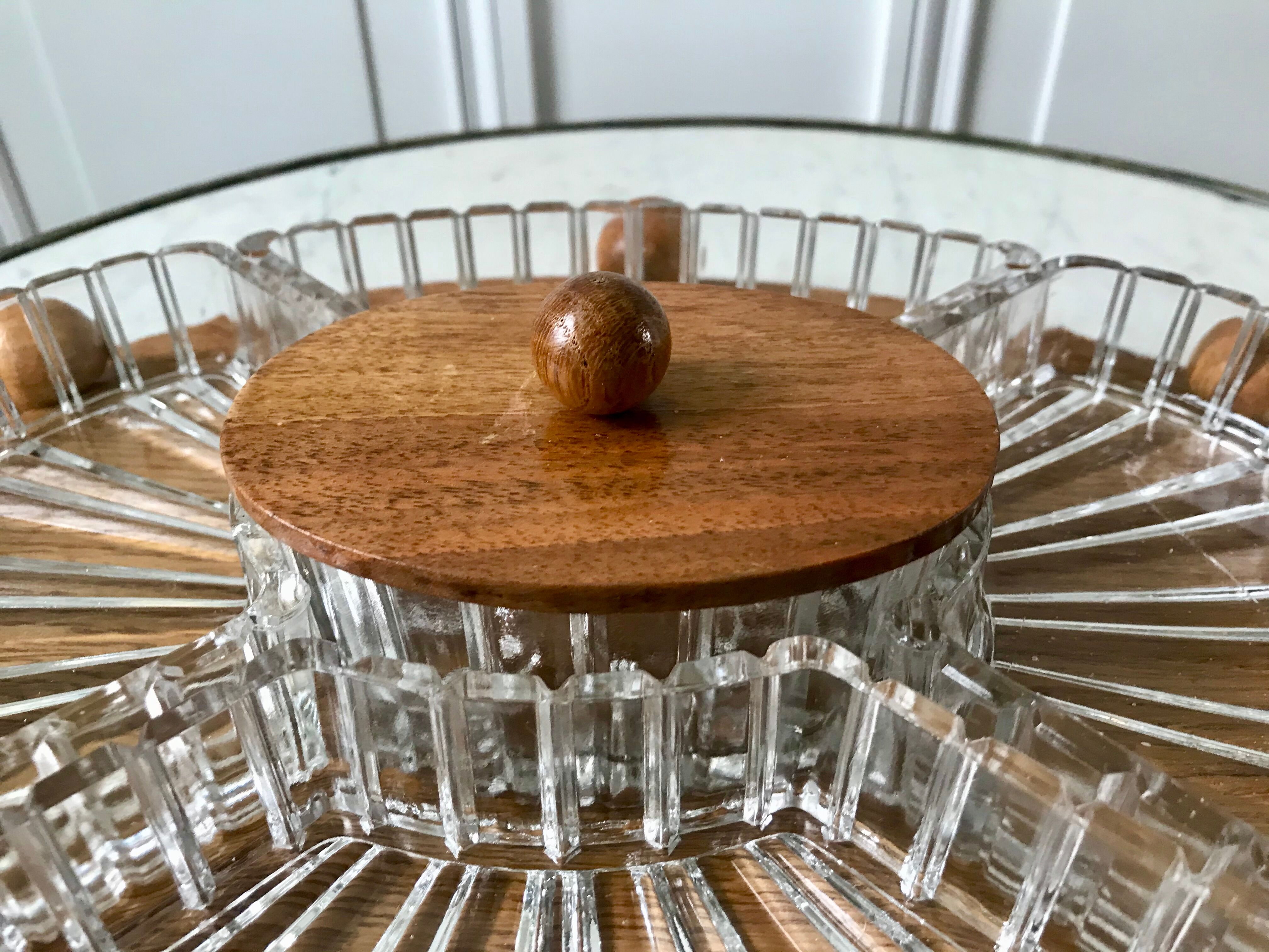Wooden top and art deco glass 30s