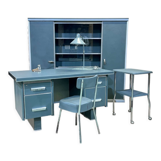 60's desk set in metal and skaï