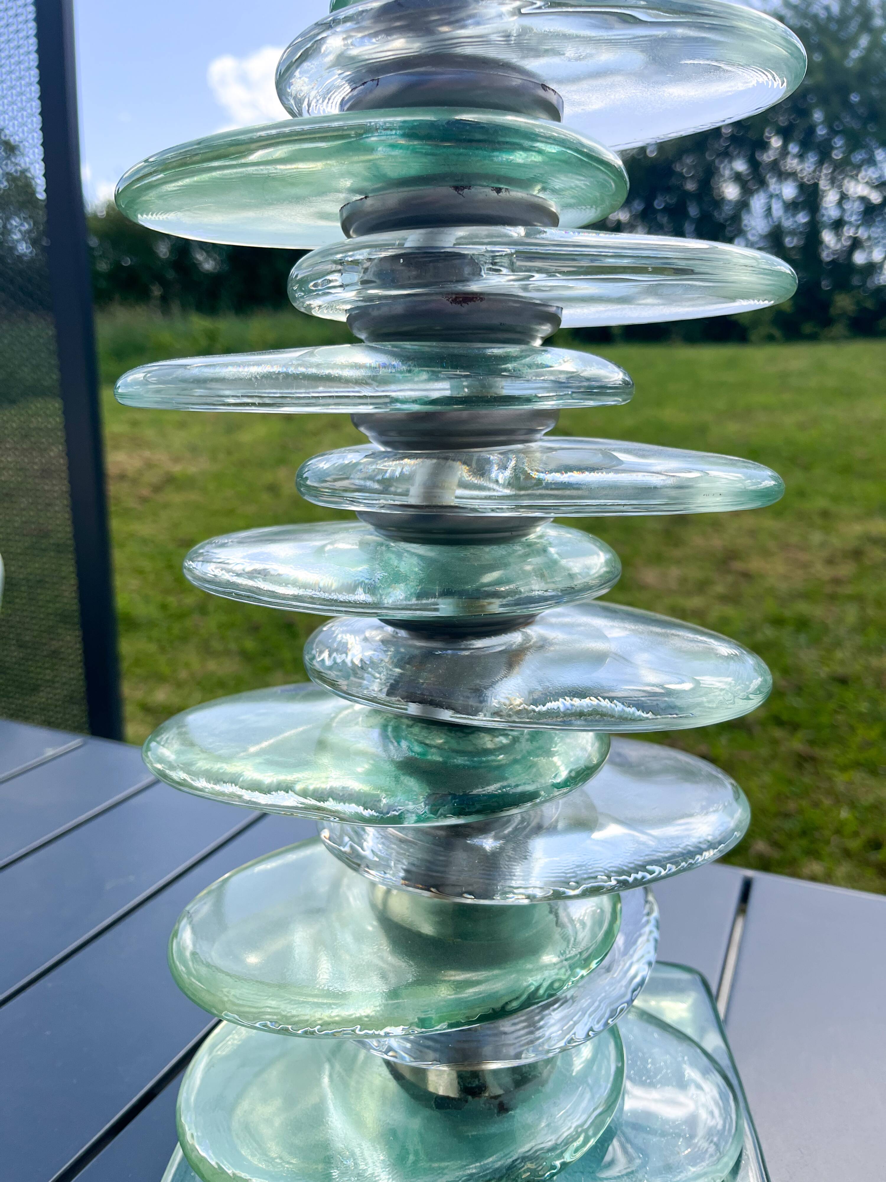 Large lamp base made of glass pebbles from the 70s/80s