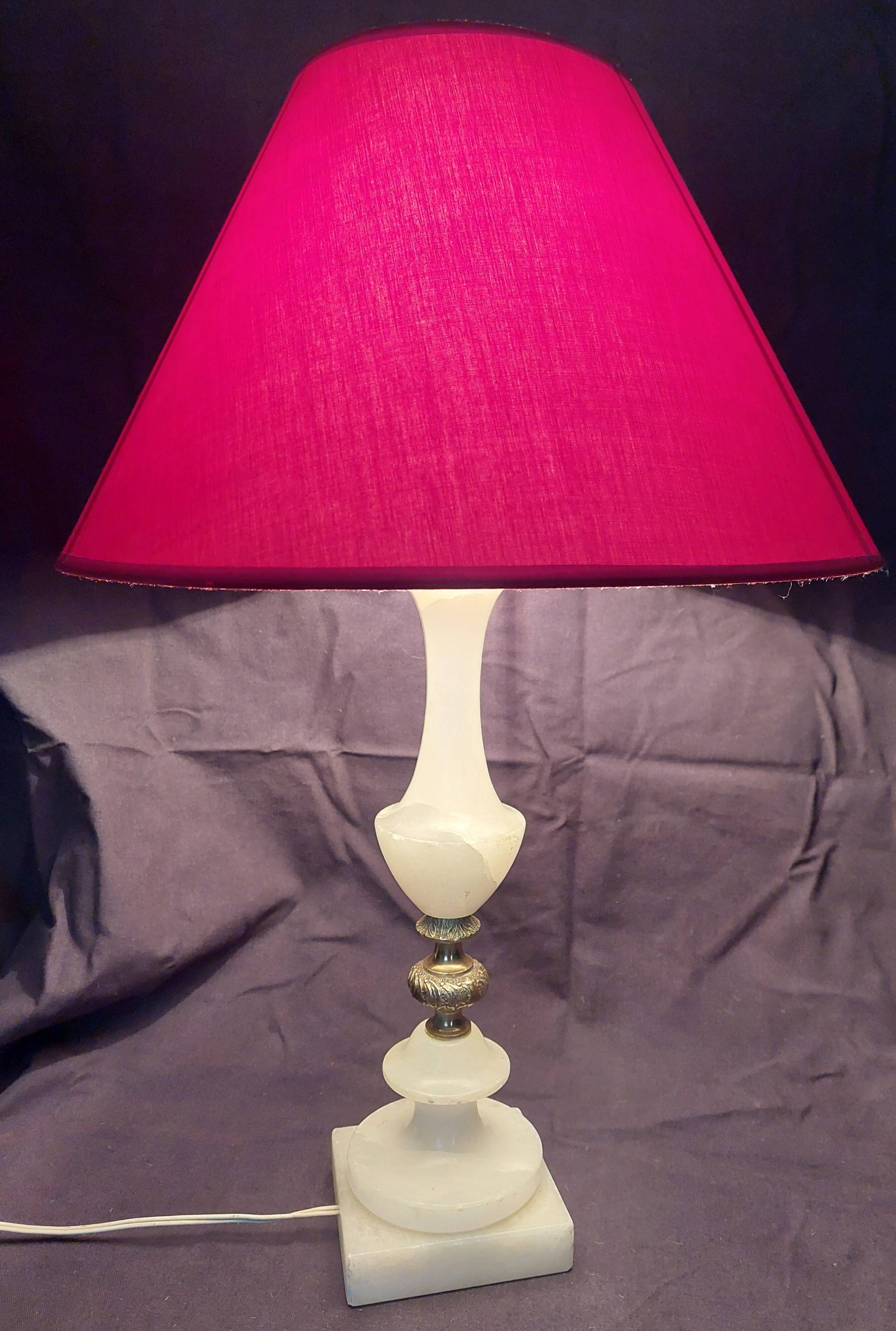 20th century alabaster and bronze base desk lamp