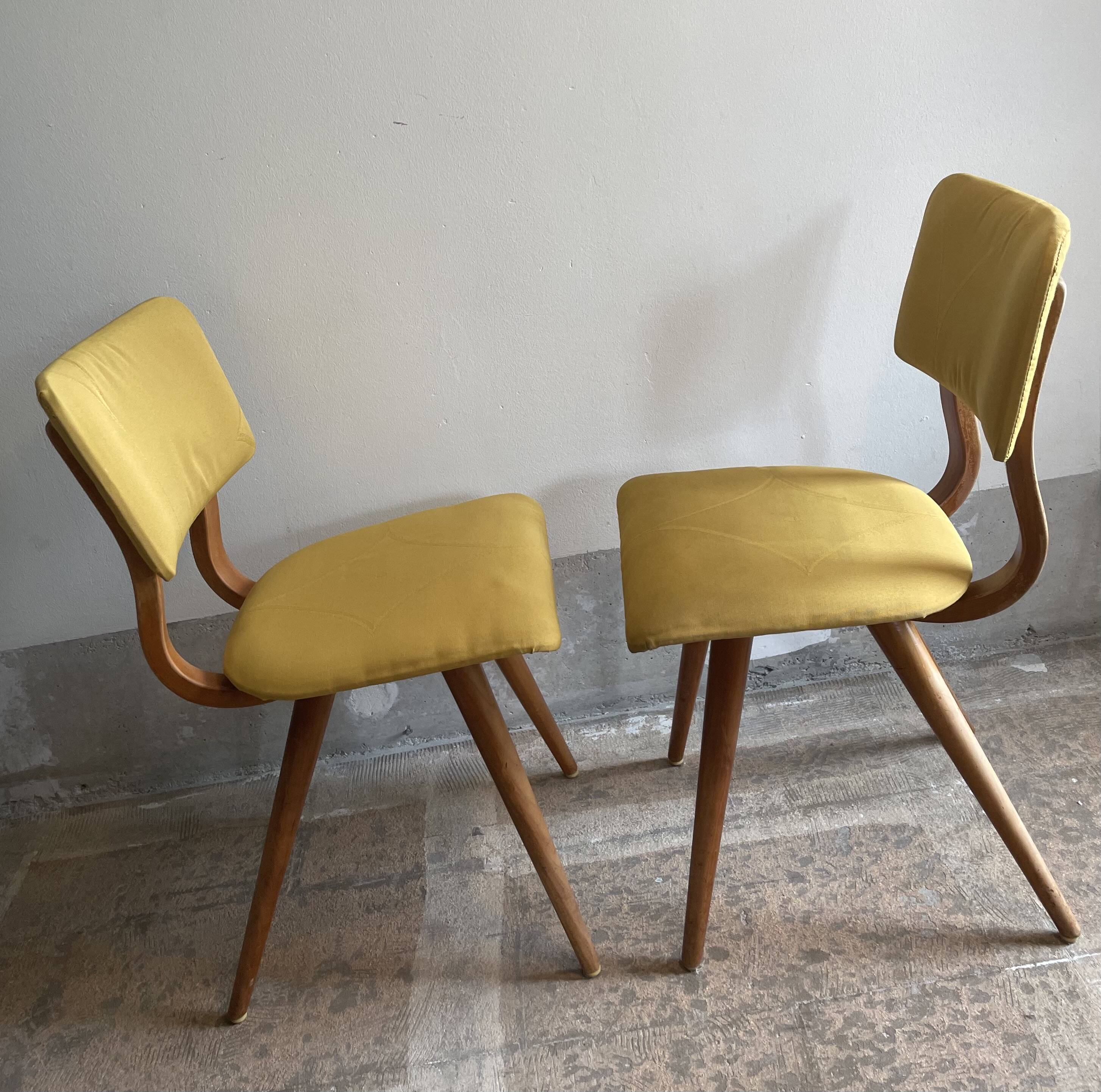 Teak, yellow, Danish dining chairs