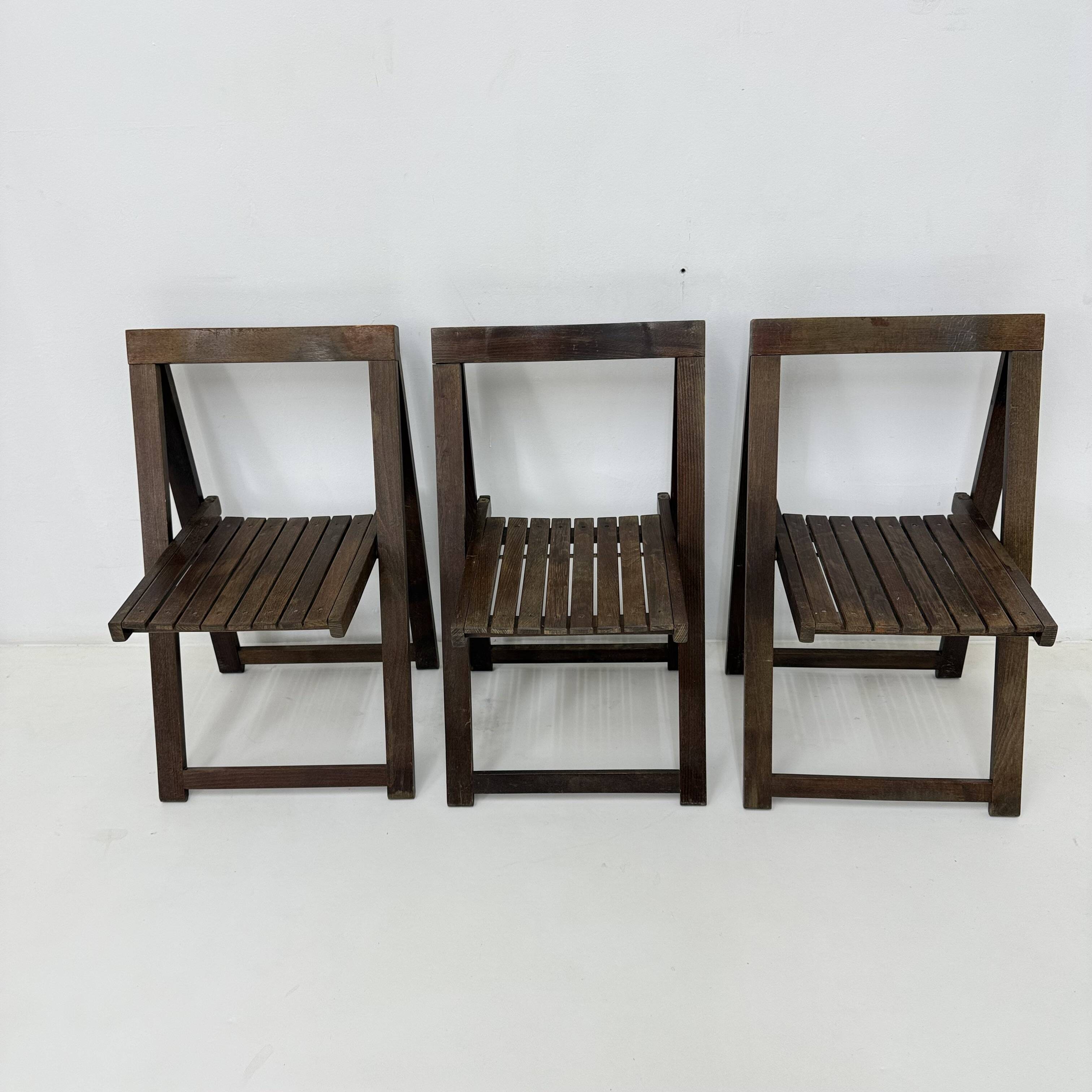 Set of 3  wooden folding chairs, 1960’s
