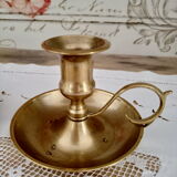 Set of 2 vintage hand candlesticks brass cellar rat