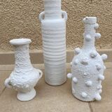 Set of 3 bleached vintage vases