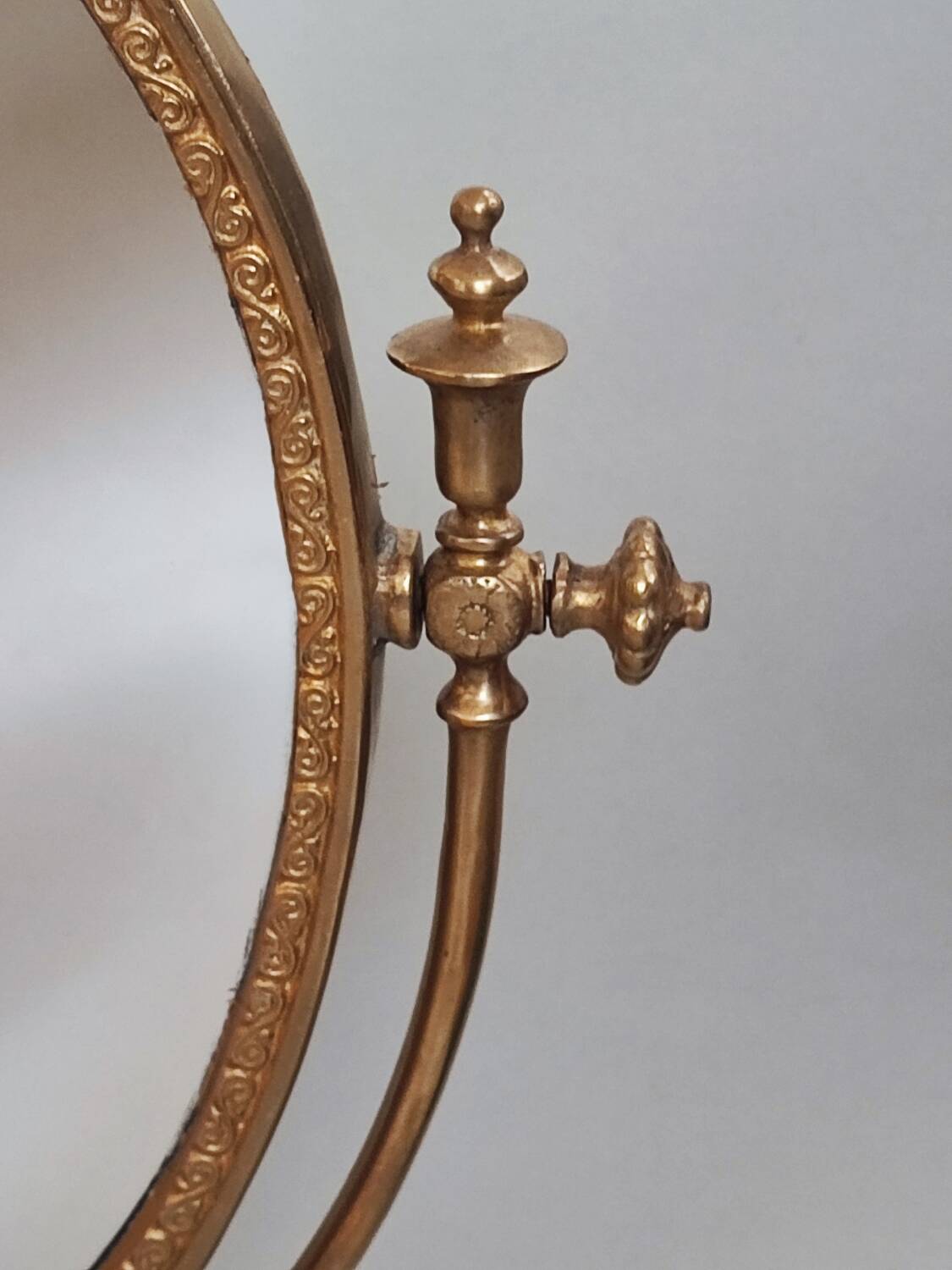 Brass table makeup mirror