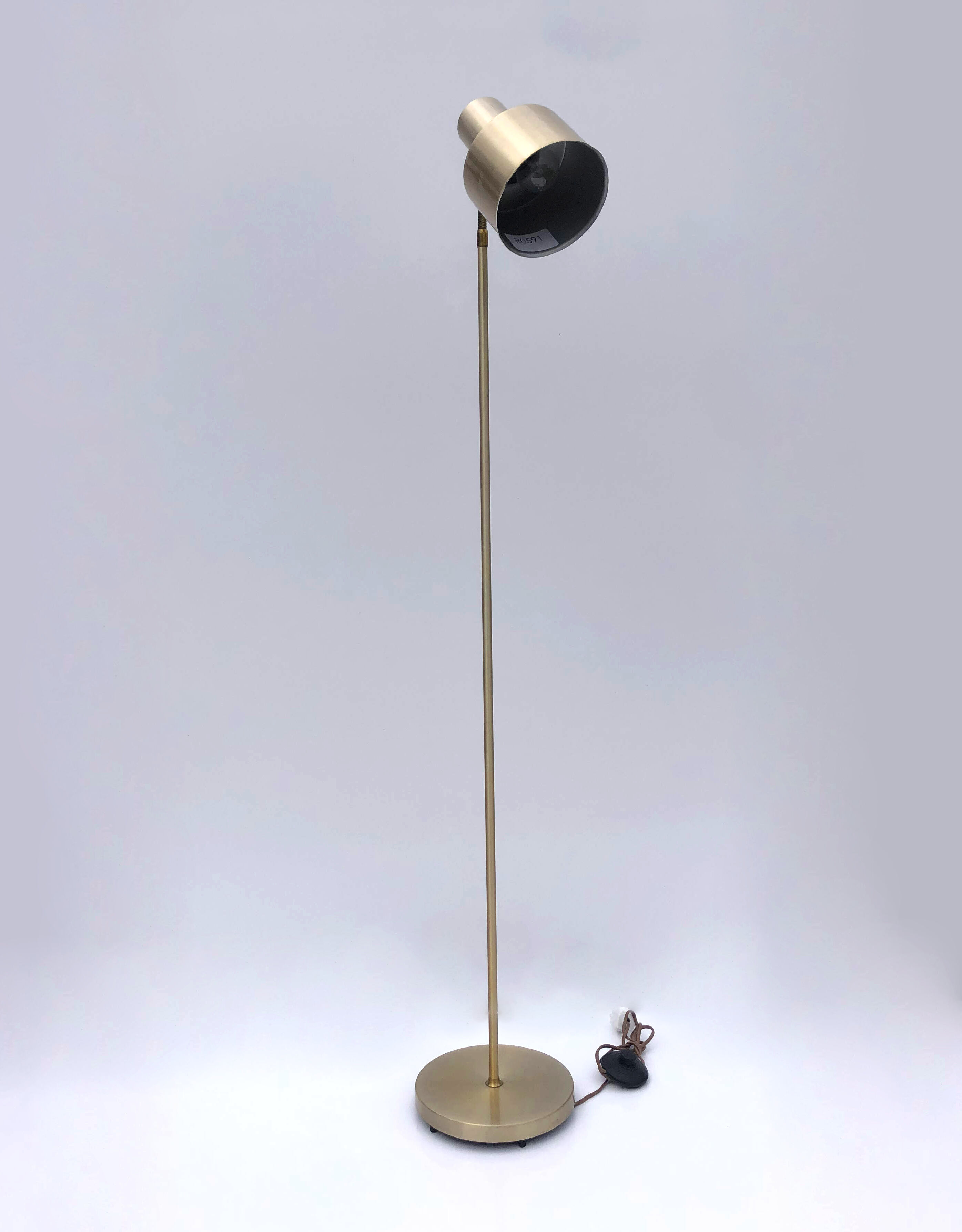 Vintage 20th Century Brass Spotlight Floor Lamp By NAFA, European Plug, 1960's
