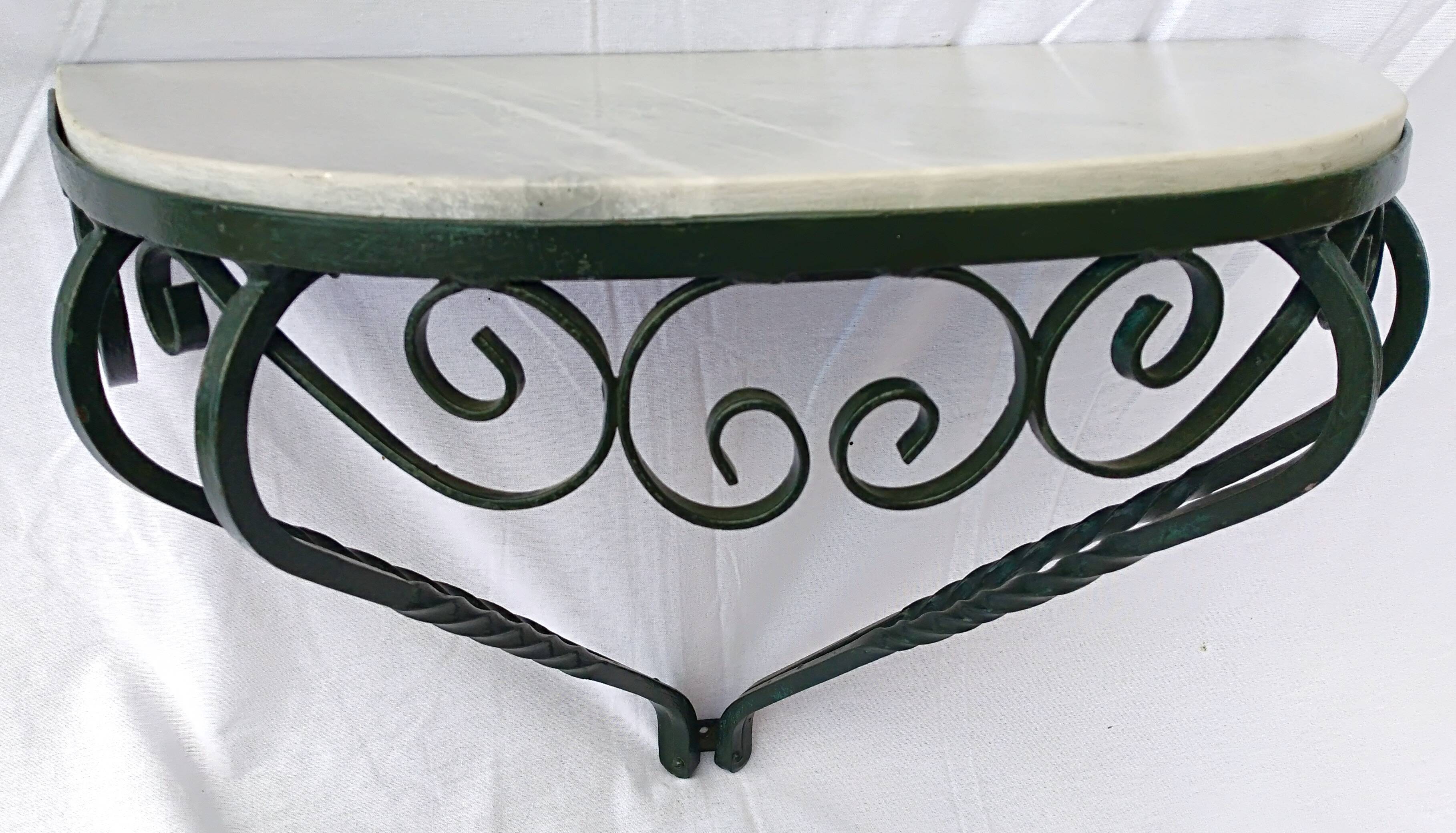 Marble wall console wrought iron structure