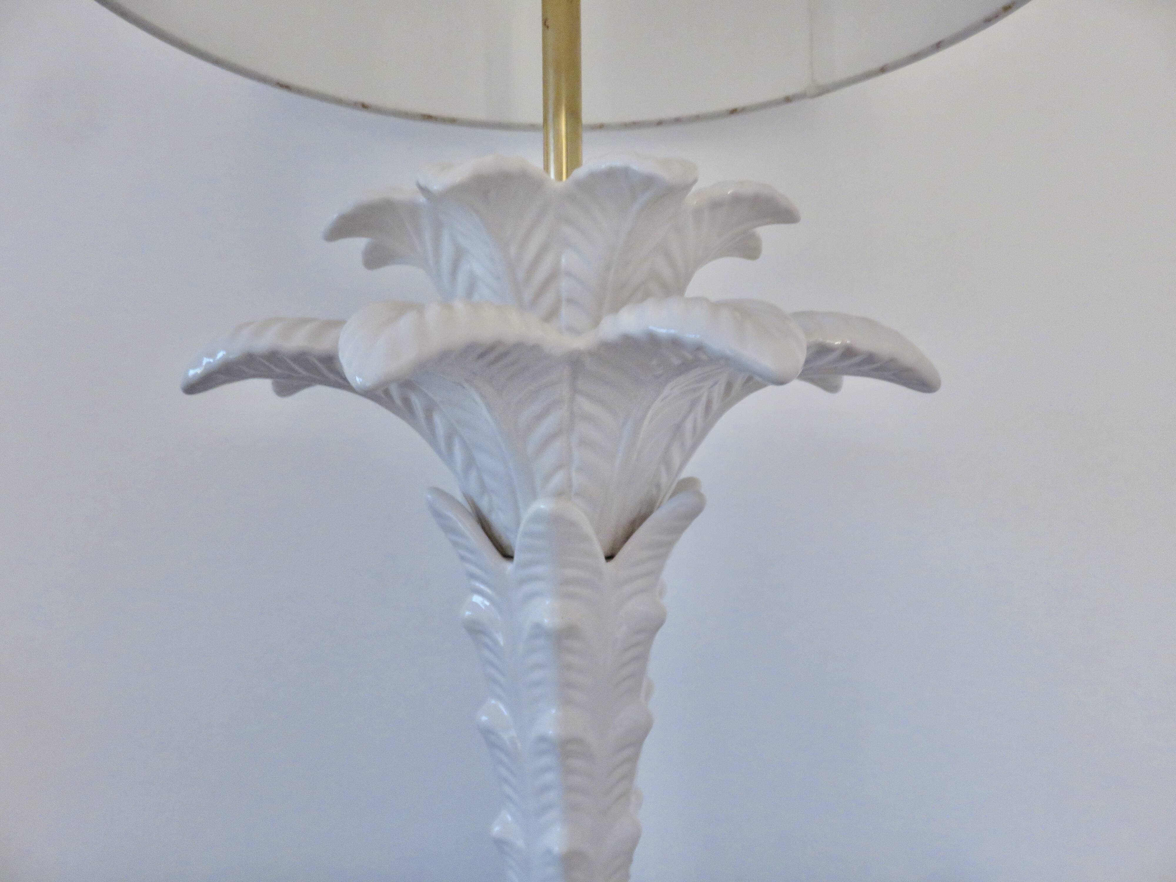 Grande lampe palmier, Italy, en céramique blanche, années 60