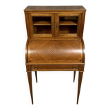 Cylinder desk topped with a Louis XVI style marquetry display case