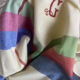 Antique square tablecloth monogrammed G - 130x130cm - cotton