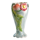 Large antique St Clément vase in barbotine Anemones hand painted