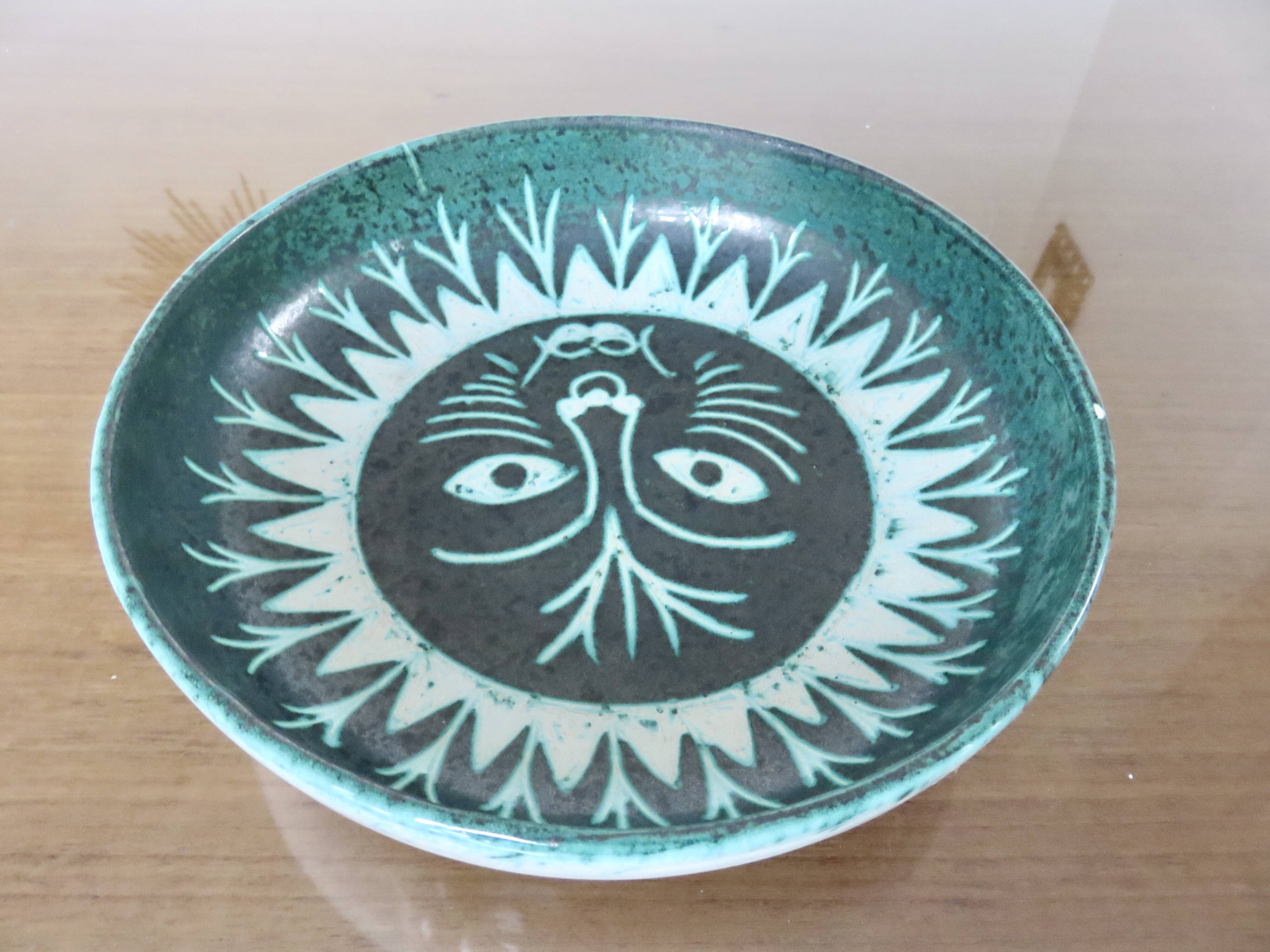 Ceramic zoomorphic decoration signed Charles Voltz, Vallauris, large empty pocket, 50s and 60s