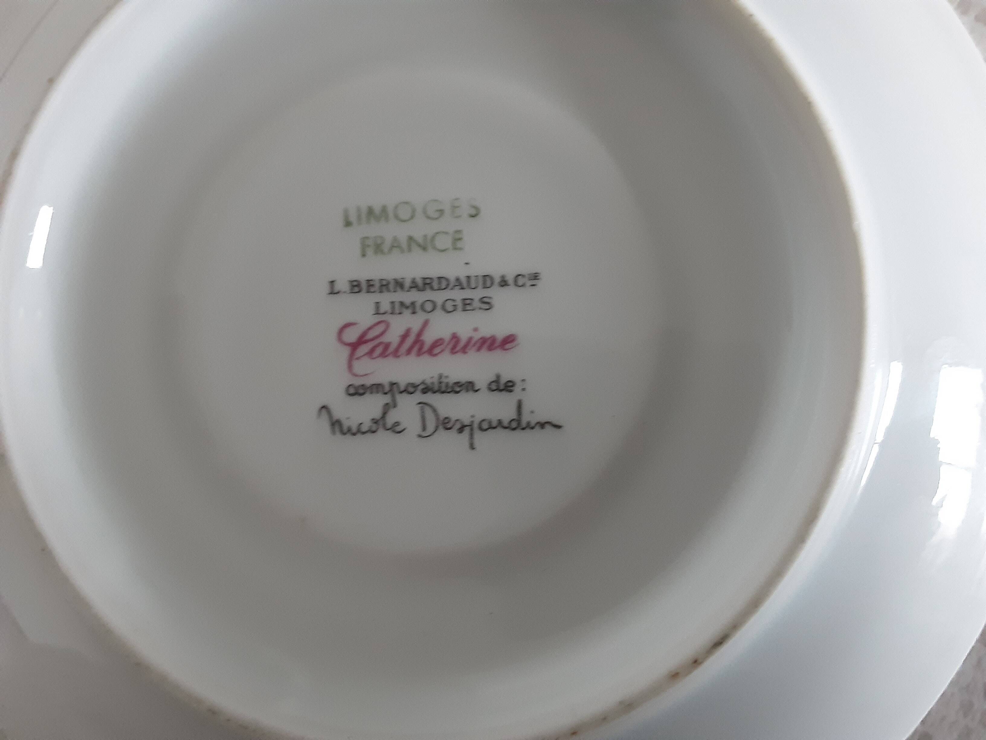 Cup and saucer in Limoges porcelain by Bernardaud Catherine.