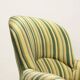 Antique upholstered and lacquered wooden armchair, Italy, late 19th century.