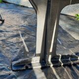 Public bench in wooden slat and cast iron