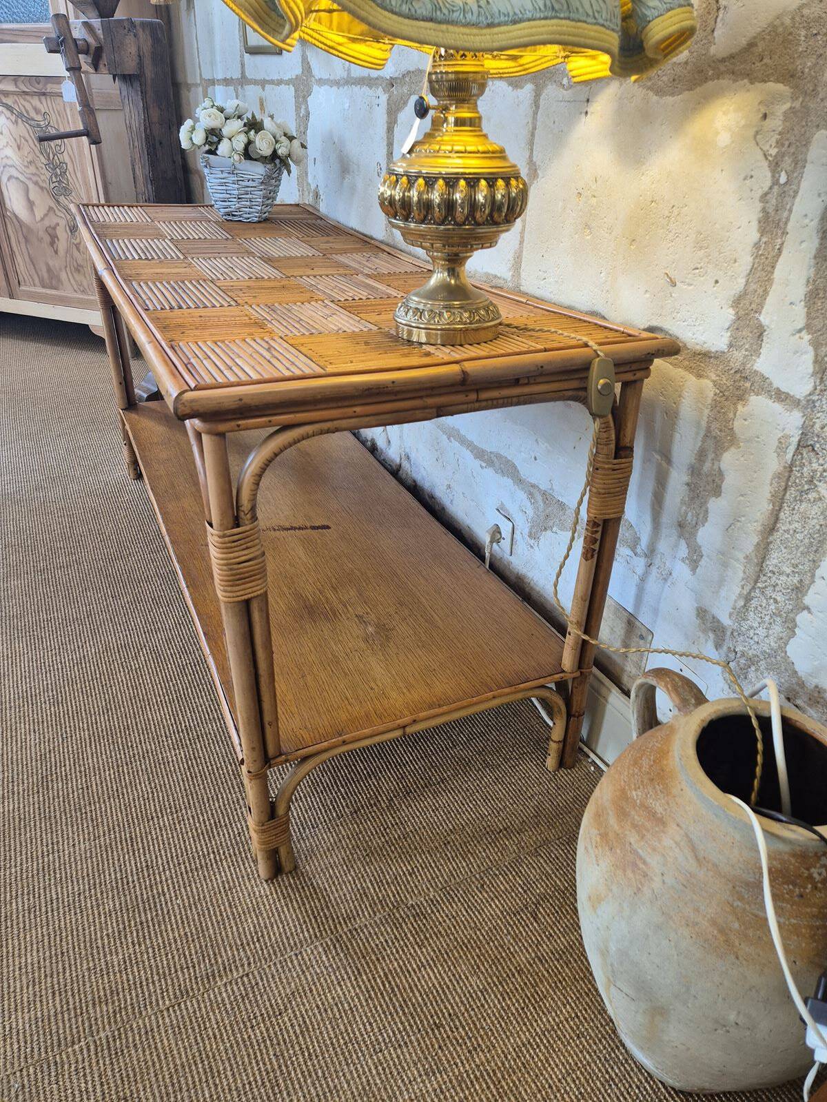 Vintage rattan console