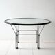 Table basse vintage en verre et acier