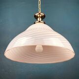 Large swirling Italian pendant lamp in pink Murano glass, 1970s.