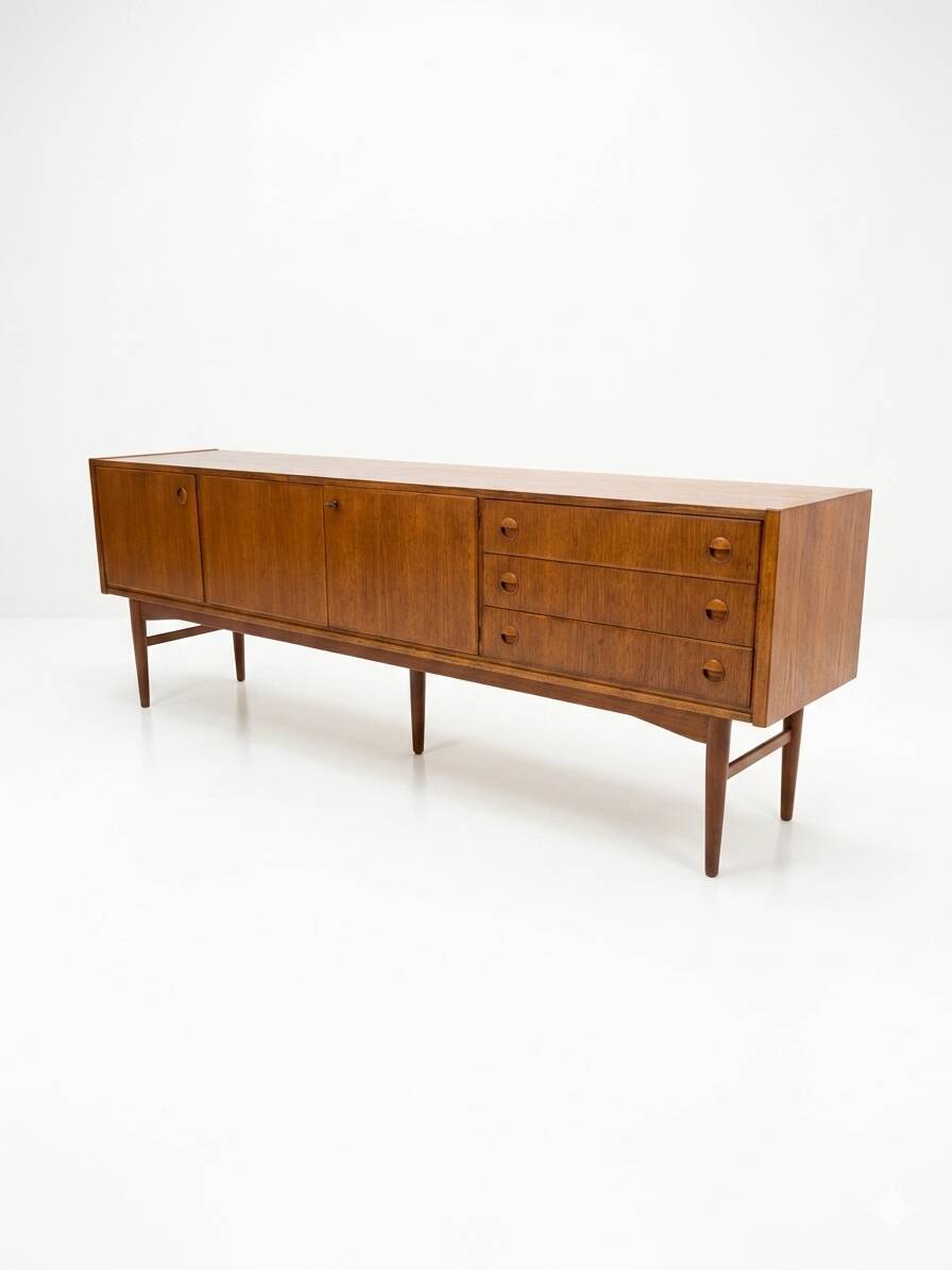 Scandinavian teak enfilade from the 1960s / 222cm in length.