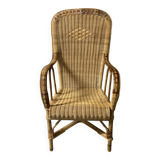 Rattan and wicker armchair from the 1970s.