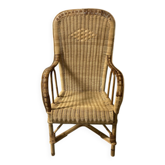 Rattan and wicker armchair from the 1970s.
