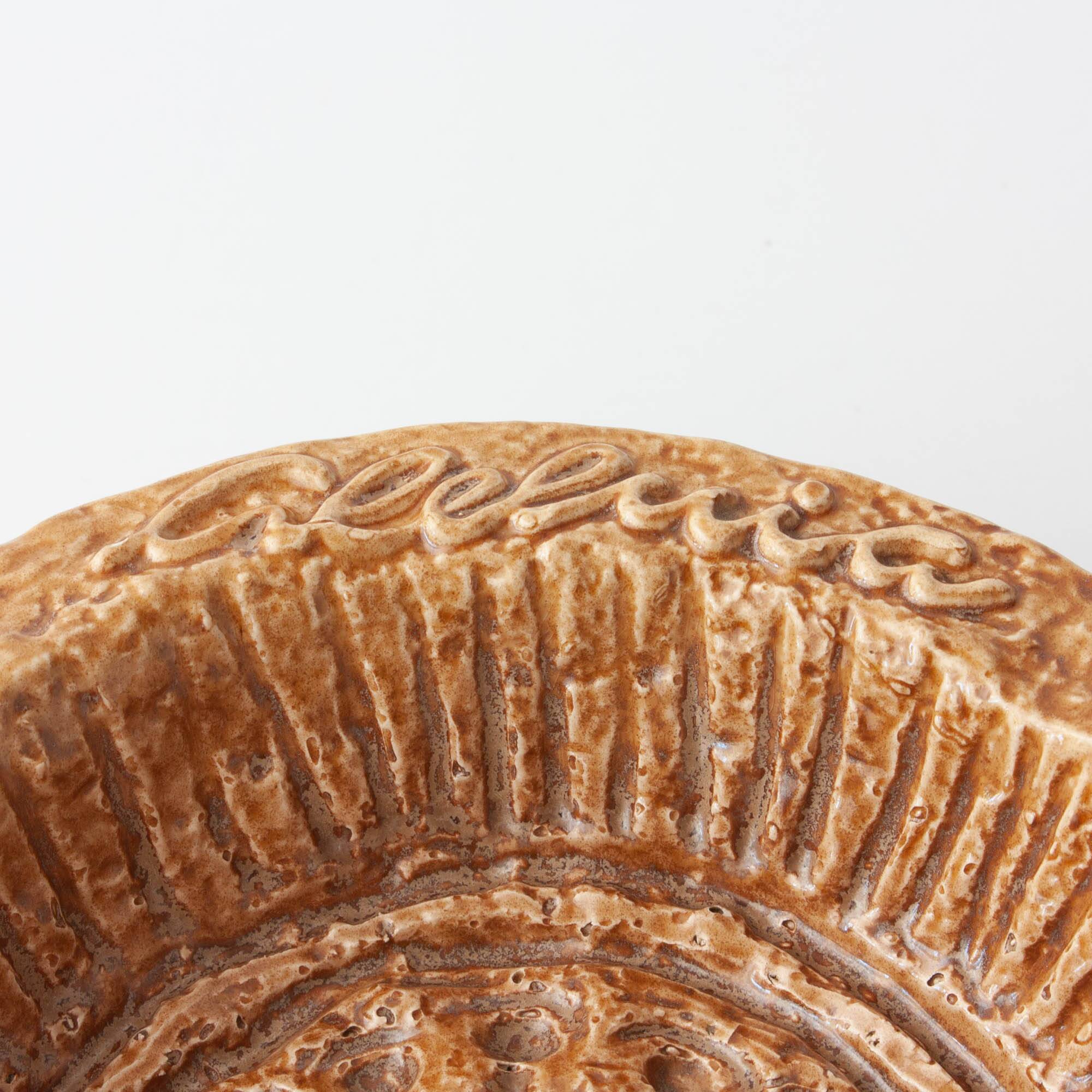 1970s Brown Textured Ceramic Ashtray from Aleluia