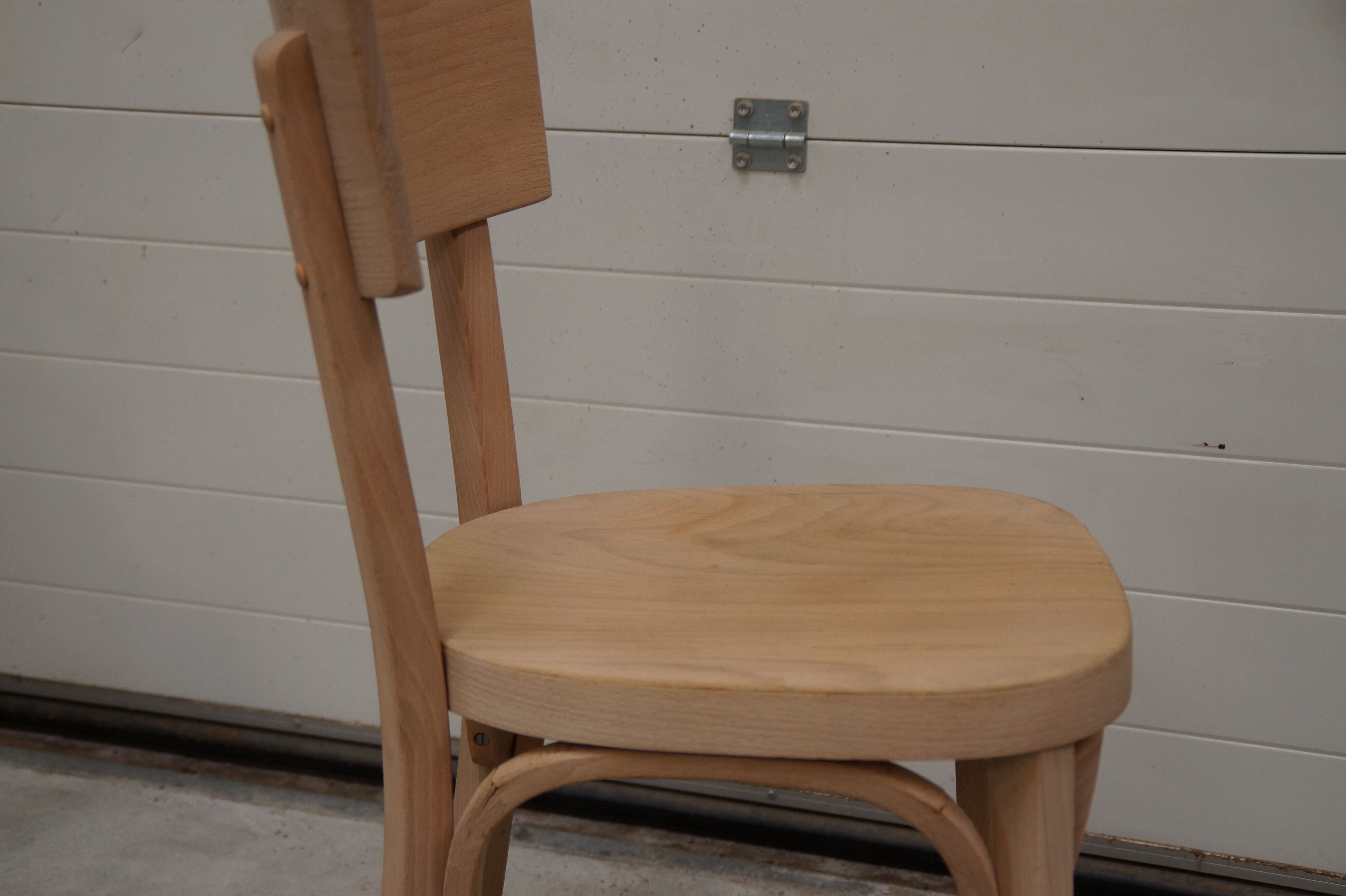 4 chaises baumann vintage en bois brut