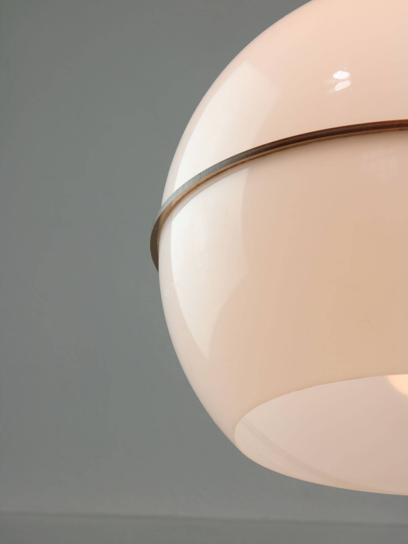 Italian Space Age Pendant Lamp in Plexiglass and Brass, 1970s