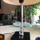 Silver-plated metal lamp base with crystal.