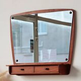 Scandinavian wall mirror in teak with drawers – mid-century Danish design