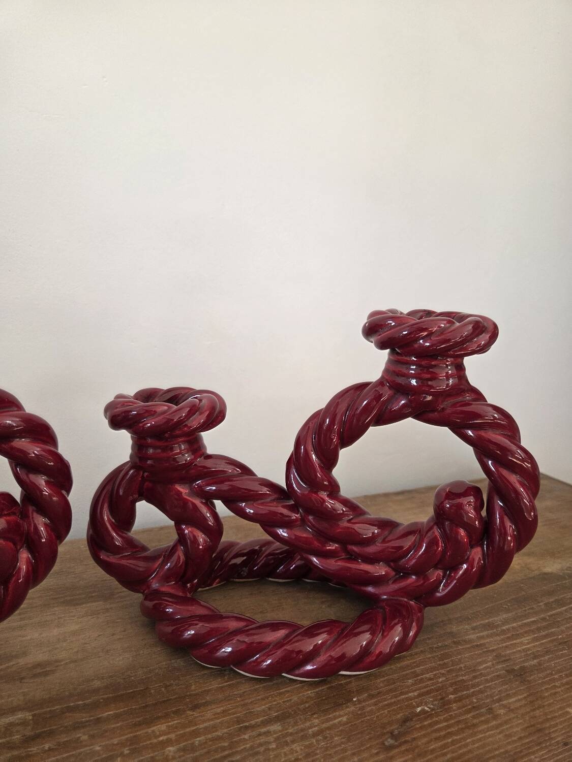 Pair of ceramic candlesticks, Vallauris