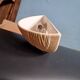 Yellow stoneware half-moon wall light