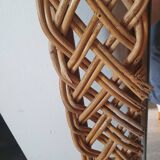 large vintage mirror in woven rattan 66 86 cm with some defects