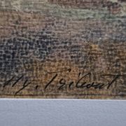 Impressionist painting, watercolour signed Henri TRIBOUT, Norman seascape, 20th century.