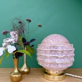 Vintage art deco globe table lamp in pink and gold Clichy glass