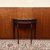 Table d'appoint, console anglaise classique noire avec plateau en cuir