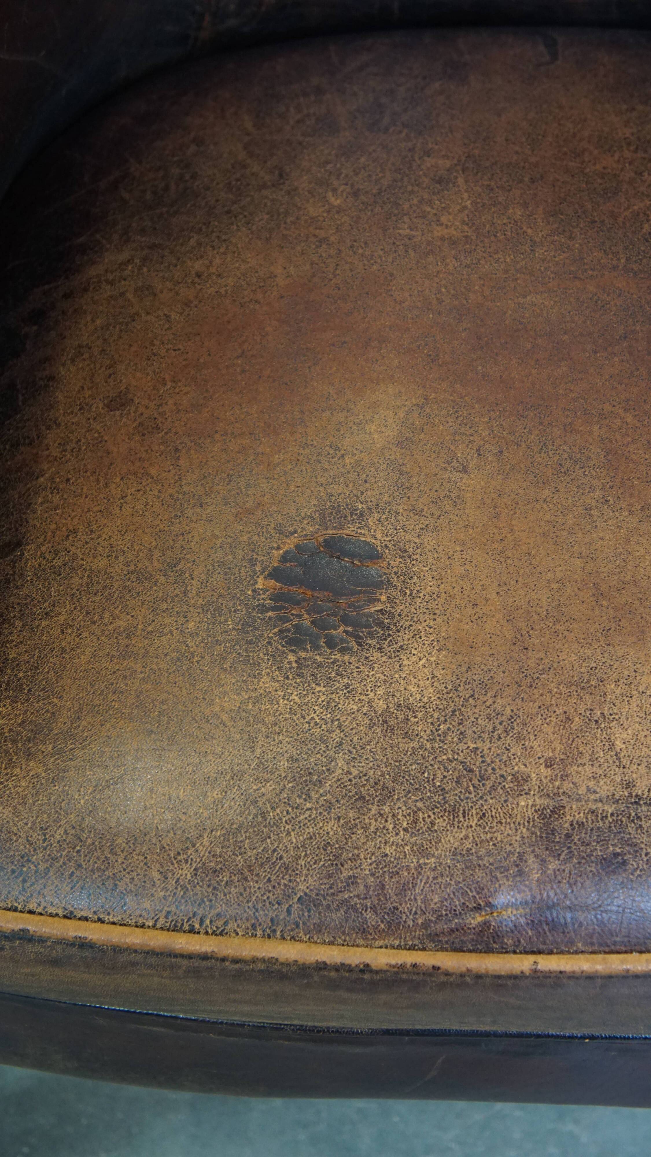 Sheep leather club chair finished with decorative nails